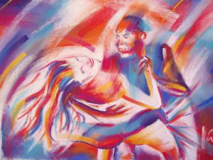 Peinture de FREDERIQUE NALPAS: Confie danse (salsa africaine)