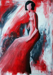 Peinture de Catherine Renard: Dame en rouge