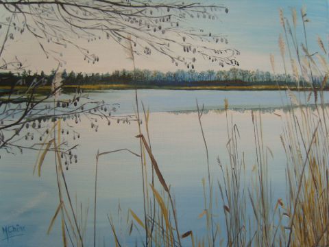 étang en hiver - Peinture - MichelleC