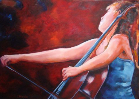 violoncelliste - Peinture - Guy BUECHER