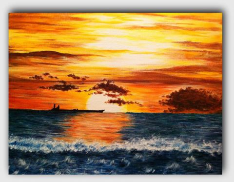 Lever de soleil à Gruissan - Peinture - Catherine James