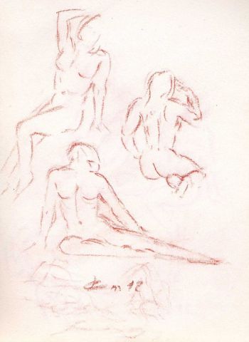 croquis de femme nue - Dessin - Jean-Joseph Chevalier
