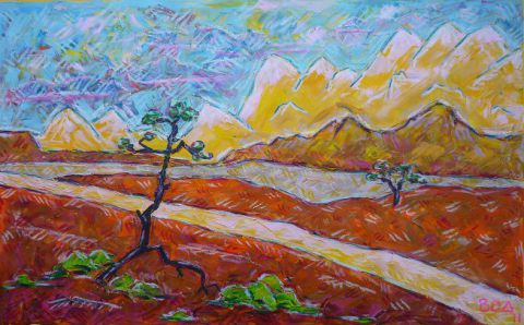 Les routes du désert - Peinture - Olivia BOA