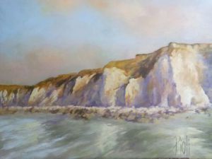 Peinture de sylvie pioli: Les falaises de Normandie