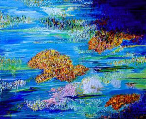 Peinture de Paoli: Rochers à fleur d'eau