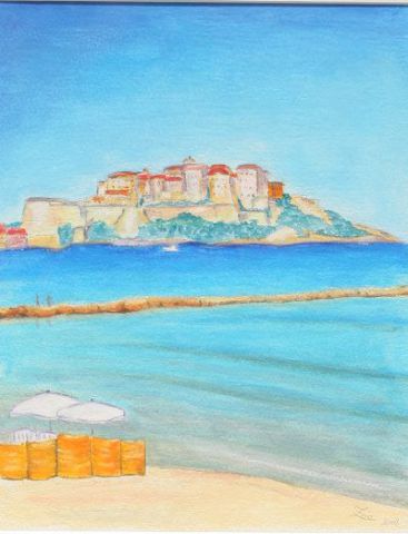 L'artiste Zoe - Calvi - la citadelle vue de la plage