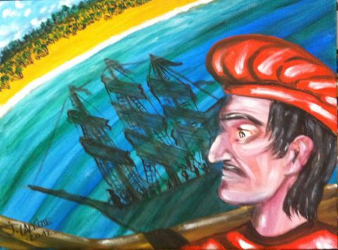 Amerigo Vespucci découvre le Nouveau Monde - Peinture - LAFFITTE Jacky Amerigo Vespucci découvre le Nouveau Monde - Peinture - LAFFITTE Jacky
