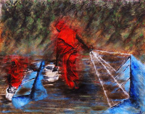 L'artiste gilda campanella - hommage aux pêcheusesq d'alevins