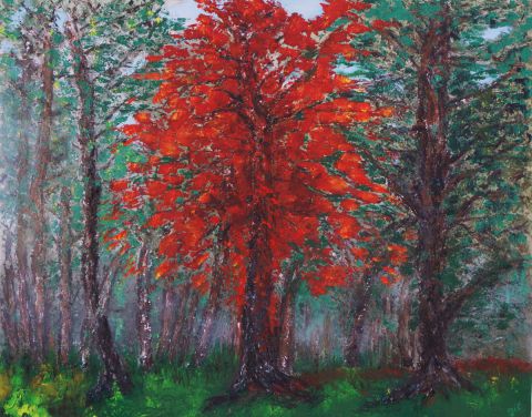 l'arbre rouge - Peinture - gilda campanella