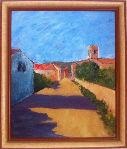 Bugarach, vue sur le village - Peinture - Mily