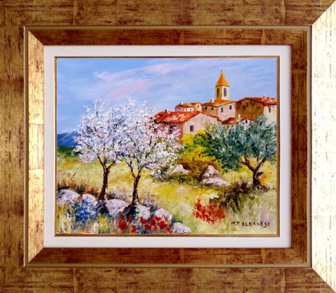 Le village aux amandiers - Peinture - Marie-Paule ALBANESE Le village aux amandiers - Peinture - Marie-Paule ALBANESE
