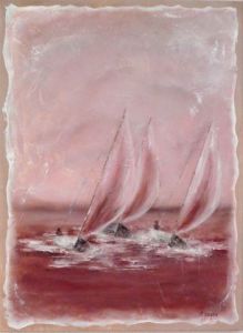 Peinture de MARTINE GREGOIRE: REGATE EN ROSE