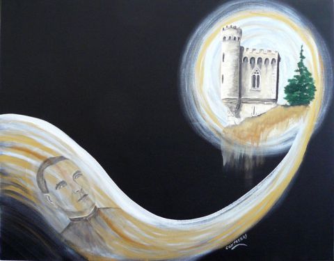 L'artiste patrick contreras - Regard de l'Abbé Saunière sur la tour Magdala