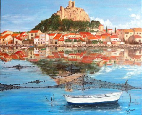 barque sur l'étang de Gruissan - Peinture - Catherine James