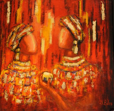 conversation africaine - Peinture - NICOLE BILES