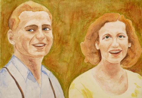 Couple 1940 - Peinture - chantalthomasroge