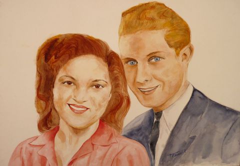 Couple 1950 - Peinture - chantalthomasroge
