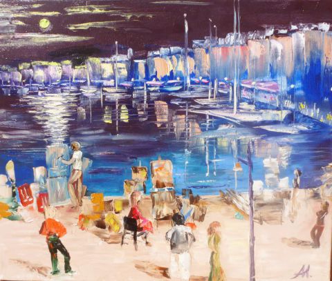 Saint-Tropez la nuit - Peinture - ANNA MAILLARD