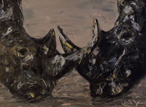 rhino - Peinture - cecile guiard
