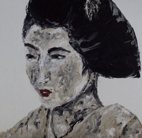 Geisha blanche - Peinture - cecile guiard