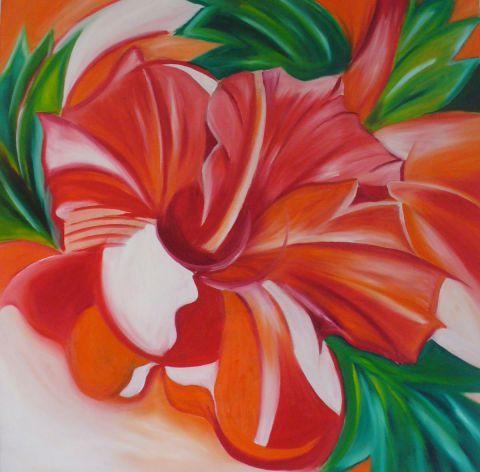 hibiscus joie - Peinture - Myriam Bonnet