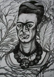 Peinture de Cindy MILLET: Frida Kahlo, la chair ouverte