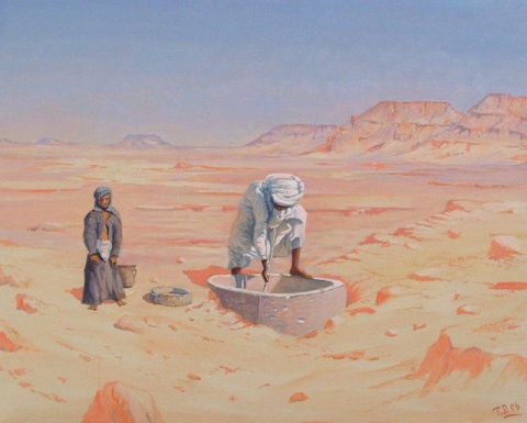 Touareg au puit - Peinture - Till Dehrmann Touareg au puit - Peinture - Till Dehrmann