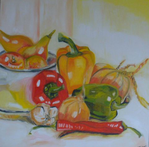 L'artiste Myriam Bonnet - nature morte aux poivrons