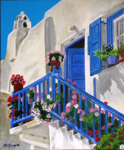 L'escalier en fleur - Peinture - Angels Biarge