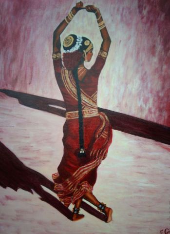 Danseuse indienne 2 - Peinture - Francoise GRELLIER