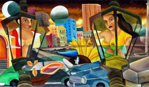 Habana Nocturna - Peinture - Julio Reyes