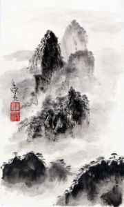 Peinture de encre-zen: Montagnes de Chine