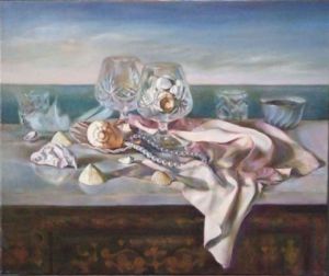 Peinture de Etsuko Migii: L'aube cristal, nature morte aux coquillages
