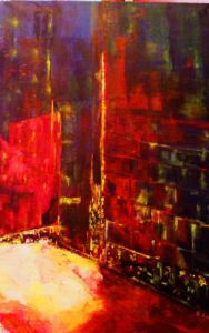 Peinture de Marie  BECQUET: Une ville la nuit