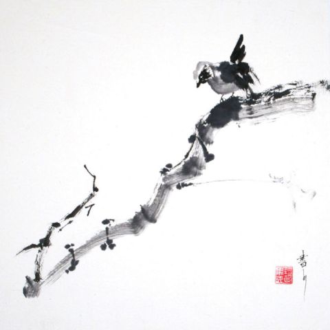 Oiseau zen - Peinture - encre-zen