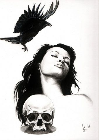 La femme au corbeau - Dessin - Melanie La femme au corbeau - Dessin - Melanie