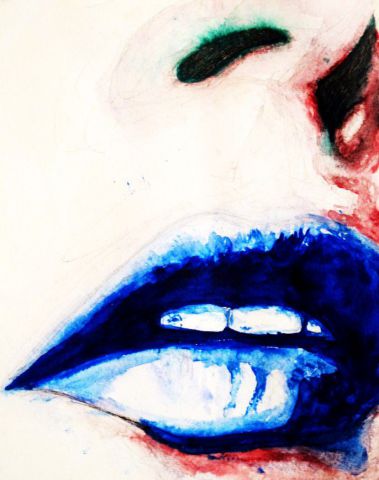 Blue Lips - Peinture - Pichov