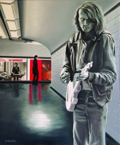 Musicien du métro (années 70-80) - Peinture - alain dambes