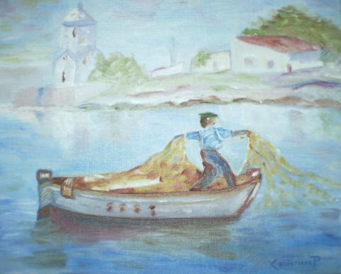 pêcheur Grec - Peinture - kiki