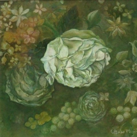 Une rose blanche, un rêve - Peinture - Etsuko Migii Une rose blanche, un rêve - Peinture - Etsuko Migii
