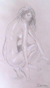 Voir cette oeuvre de Denia: Femme nue en marron accroupie