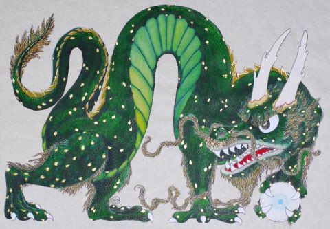 Dragon vert - Peinture - Le Chaudron Encreur