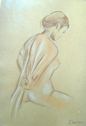 Femme nue en jaune - Peinture - Denia