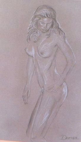 Femme nue en marron - Peinture - Denia