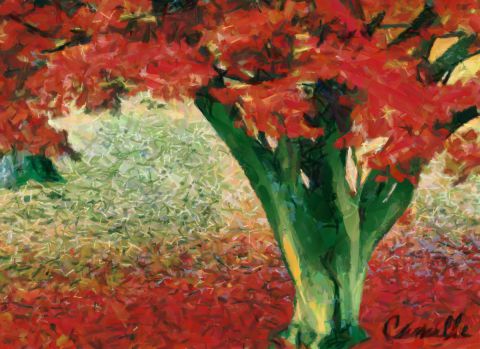 arbre rouge - Peinture - camille