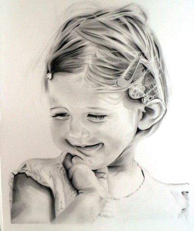 Portrait d'une fillette B - Dessin - Joelle MONTAGNE