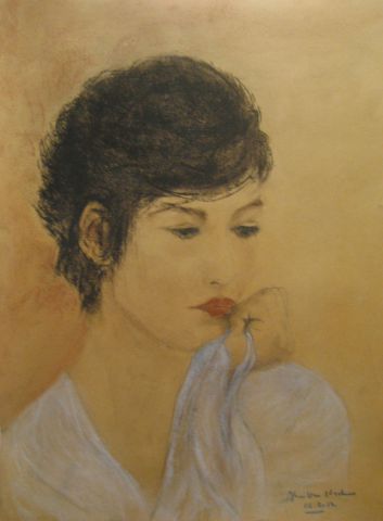 Une femme en pensées - Peinture - Alain Van Hecke Une femme en pensées - Peinture - Alain Van Hecke