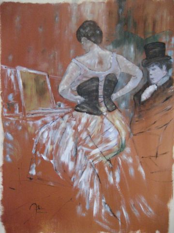 La dame devant son miroir - Peinture - Alain Van Hecke