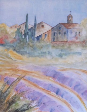 Champ de lavandes (1) - Peinture - Alain Van Hecke Champ de lavandes (1) - Peinture - Alain Van Hecke
