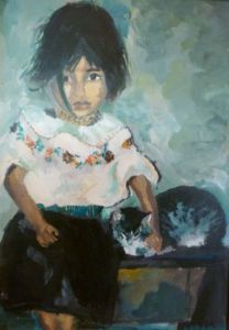 Voir cette oeuvre de Mario BAROCAS: la petite fille et le chat